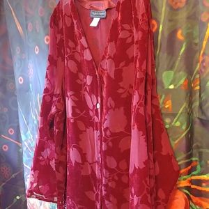 NWT Burgundy Velvet Burnout Blouse/Cardigan